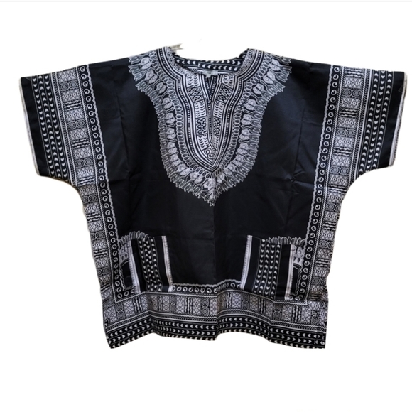 XPress Other - Vibrant King-Size Trad Dashiki, Black and White - 3X (Unisex)
